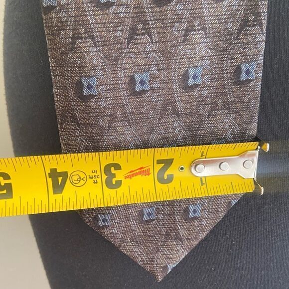 ERMENEGILDO ZEGNA Brown with Blue Grey Accents Recent Tie - Picture 11 of 11